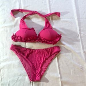 Moschino Swim Hot Pink Ruffle Bikini